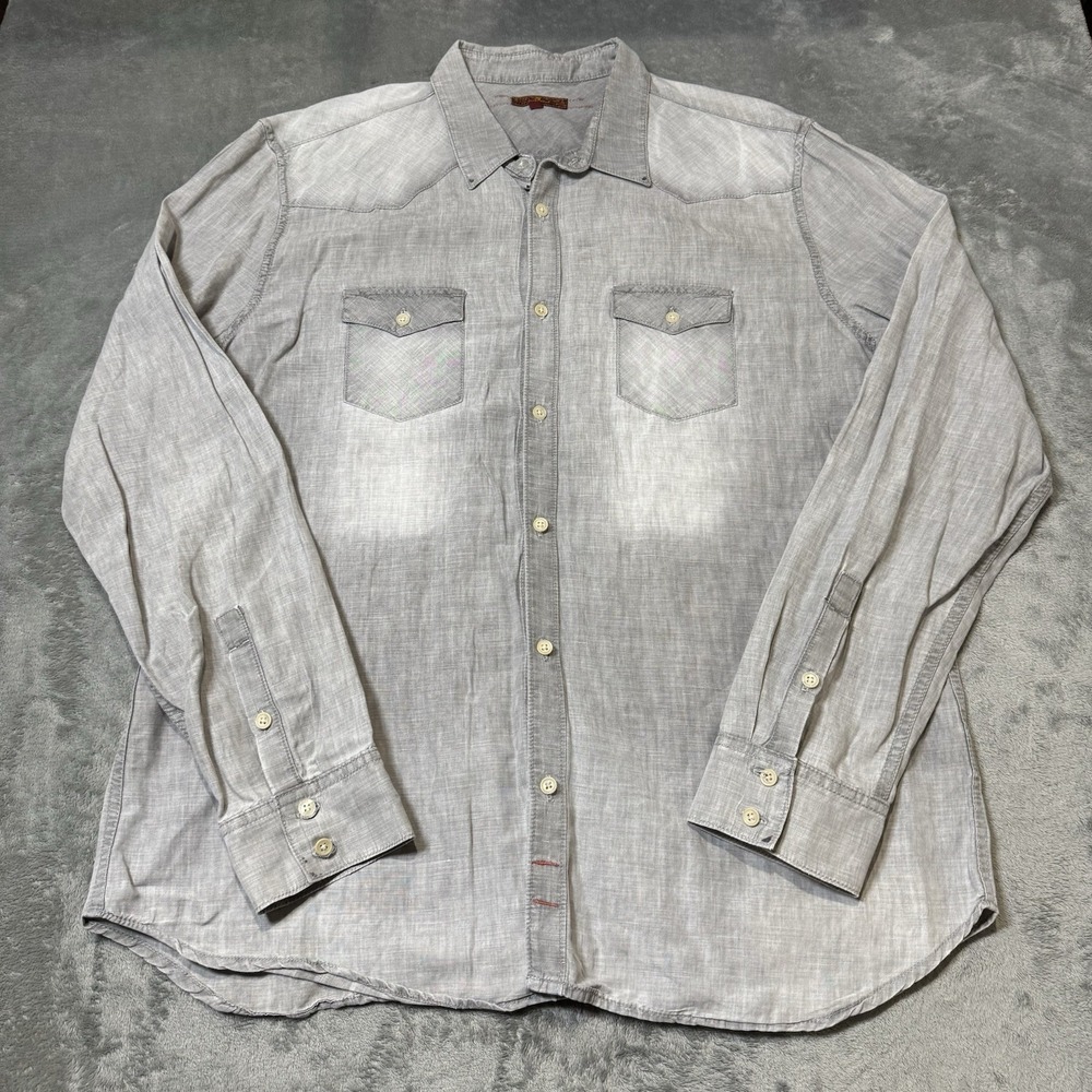 7 For All Mankind Shirt Men XXL Linen Blend Button Up Long Sleeve Coastal Preppy